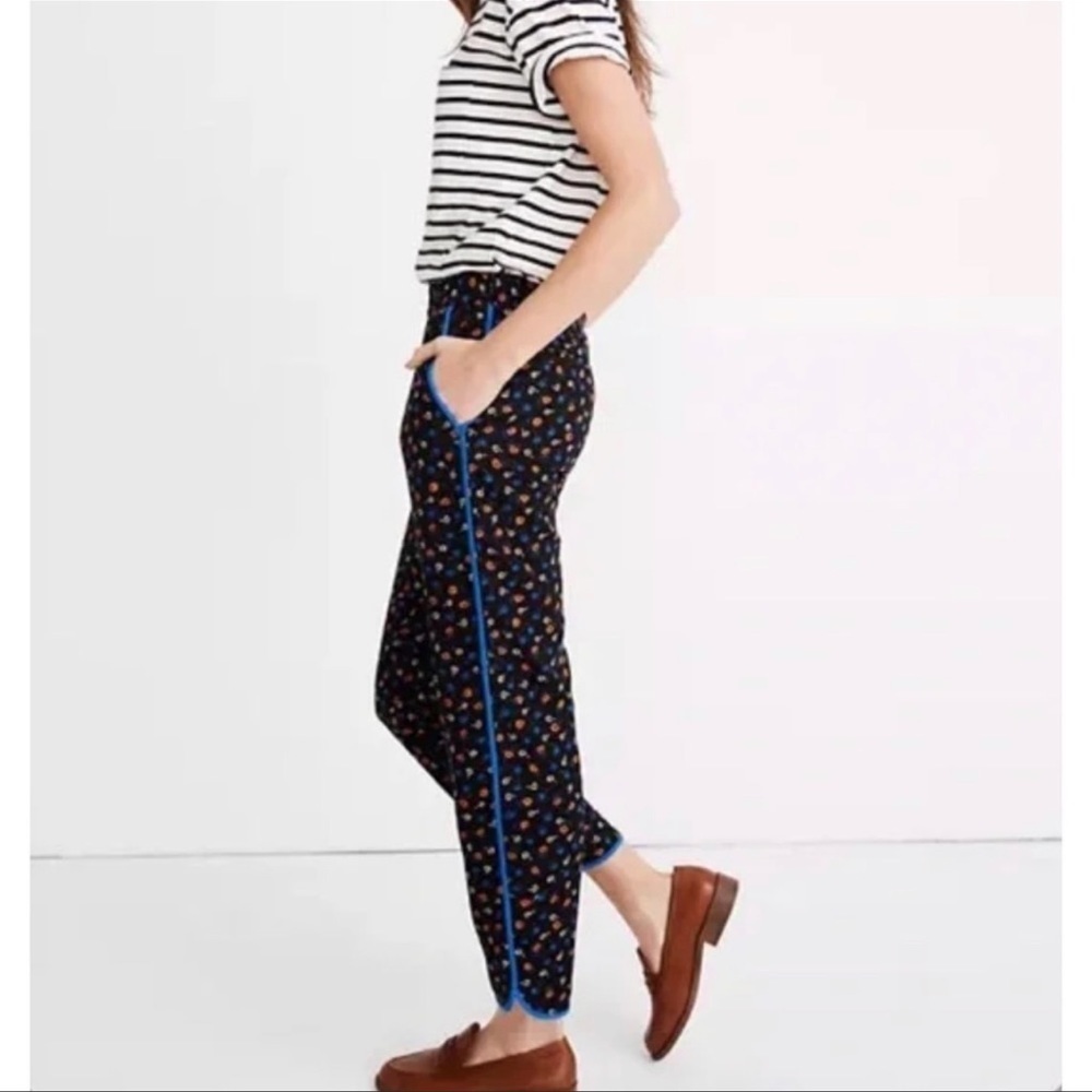 Madewell Black Floral Pull On Track Pants Womens Size XS Ankle‎